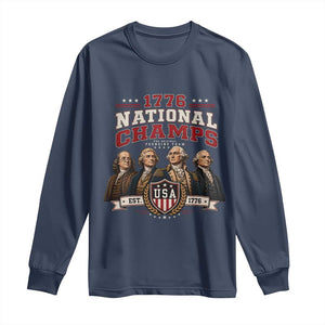 Funny Founding Fathers USA 250th Anniversary Long Sleeve Shirt 1776 Championship Parody American Flag Vintage Patriotic Humor
