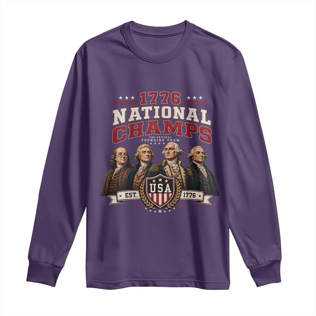 Funny Founding Fathers USA 250th Anniversary Long Sleeve Shirt 1776 Championship Parody American Flag Vintage Patriotic Humor