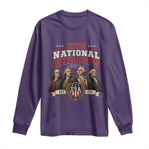 Funny Founding Fathers USA 250th Anniversary Long Sleeve Shirt 1776 Championship Parody American Flag Vintage Patriotic Humor
