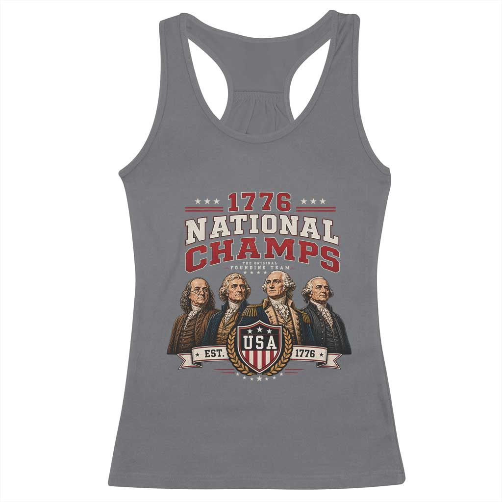 Funny Founding Fathers USA 250th Anniversary Racerback Tank Top 1776 Championship Parody American Flag Vintage Patriotic Humor