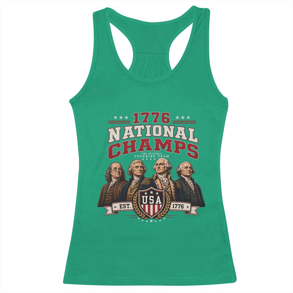 Funny Founding Fathers USA 250th Anniversary Racerback Tank Top 1776 Championship Parody American Flag Vintage Patriotic Humor
