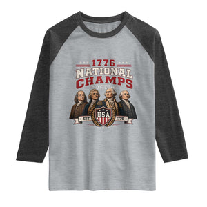 Funny Founding Fathers USA 250th Anniversary Raglan Shirt 1776 Championship Parody American Flag Vintage Patriotic Humor