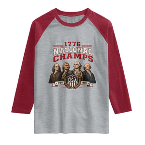 Funny Founding Fathers USA 250th Anniversary Raglan Shirt 1776 Championship Parody American Flag Vintage Patriotic Humor