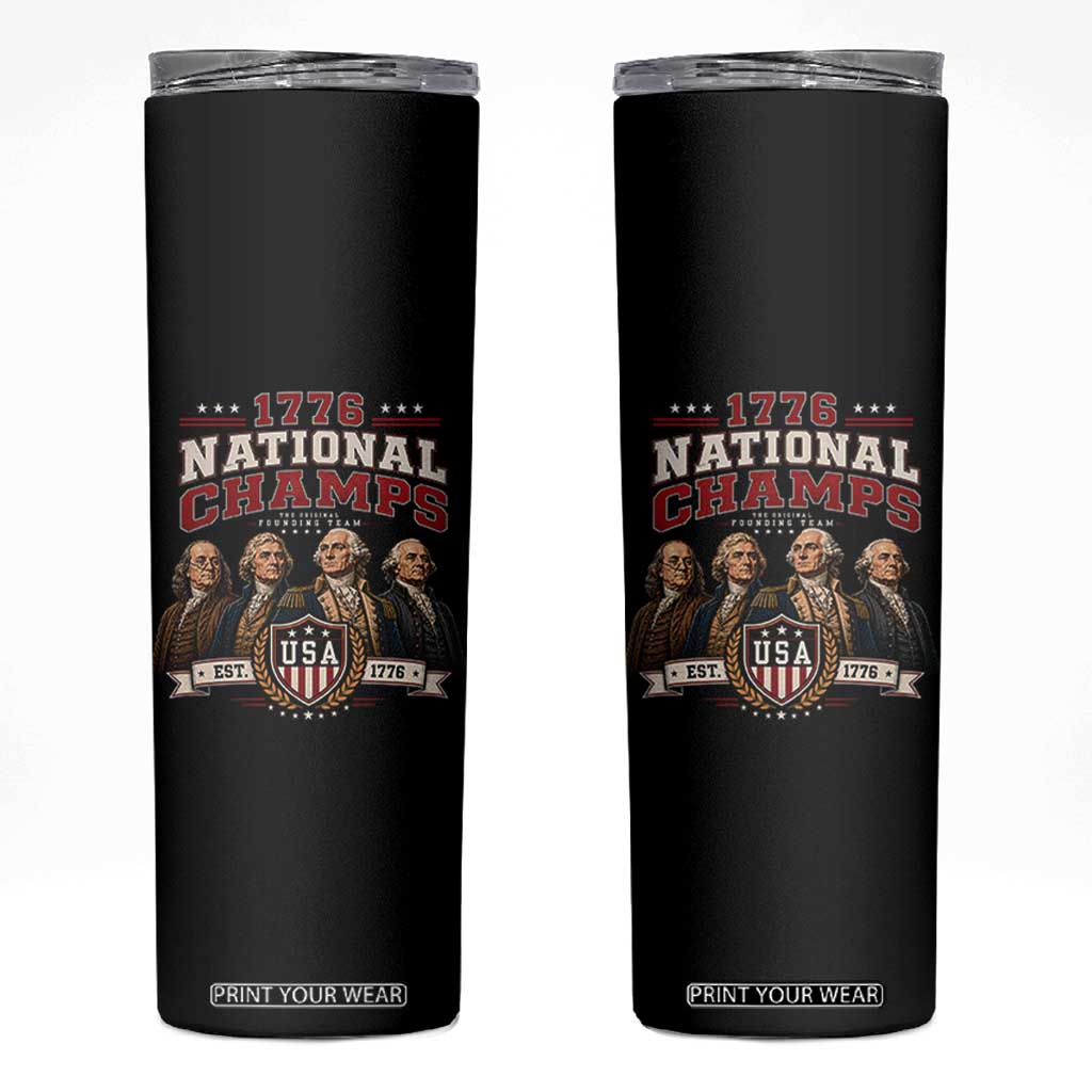 Funny Founding Fathers USA 250th Anniversary Skinny Tumbler 1776 Championship Parody American Flag Vintage Patriotic Humor