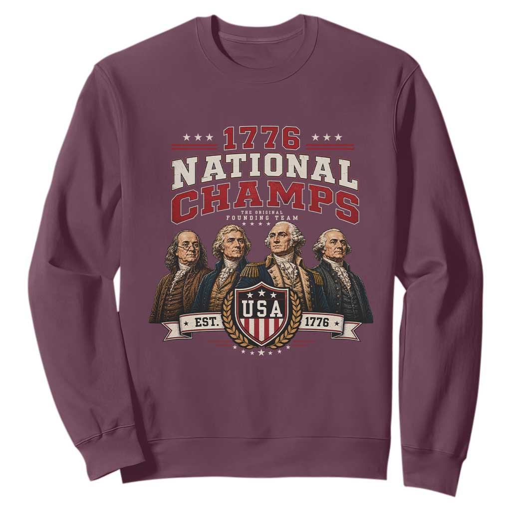Funny Founding Fathers USA 250th Anniversary Sweatshirt 1776 Championship Parody American Flag Vintage Patriotic Humor