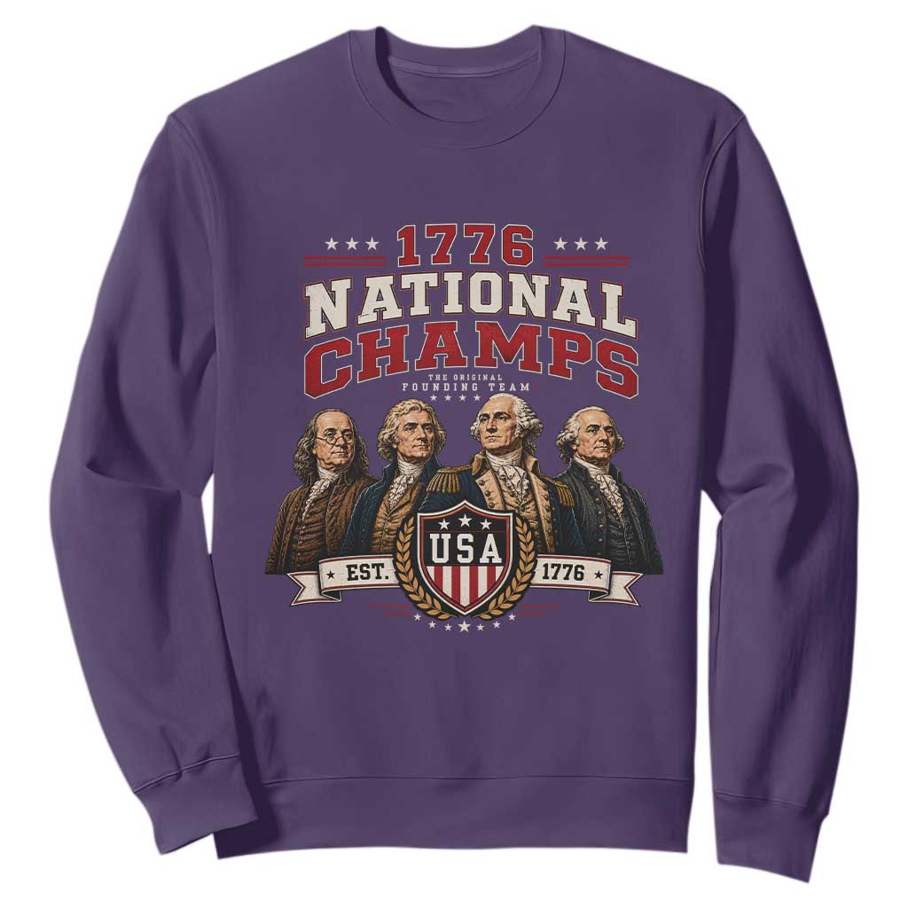 Funny Founding Fathers USA 250th Anniversary Sweatshirt 1776 Championship Parody American Flag Vintage Patriotic Humor