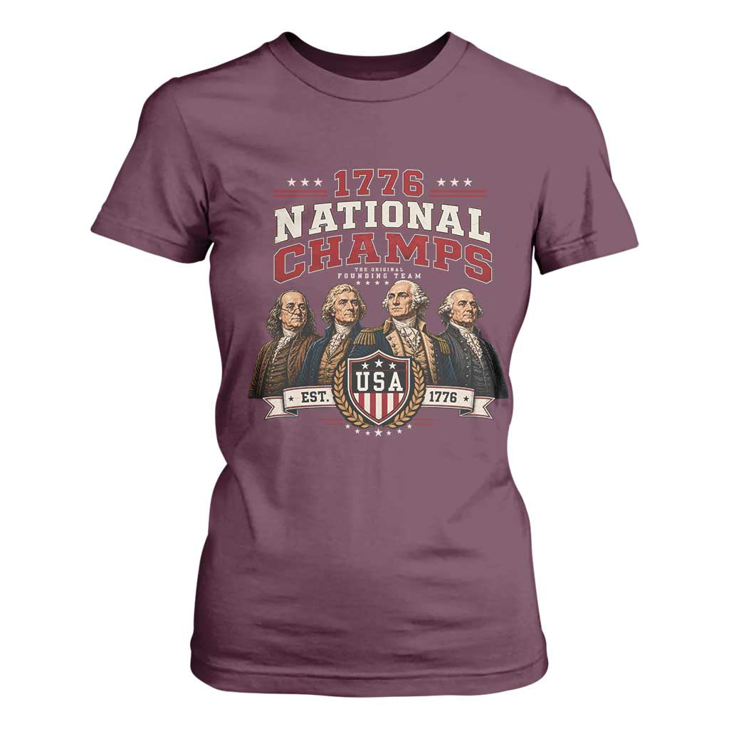 Funny Founding Fathers USA 250th Anniversary T Shirt For Women 1776 Championship Parody American Flag Vintage Patriotic Humor