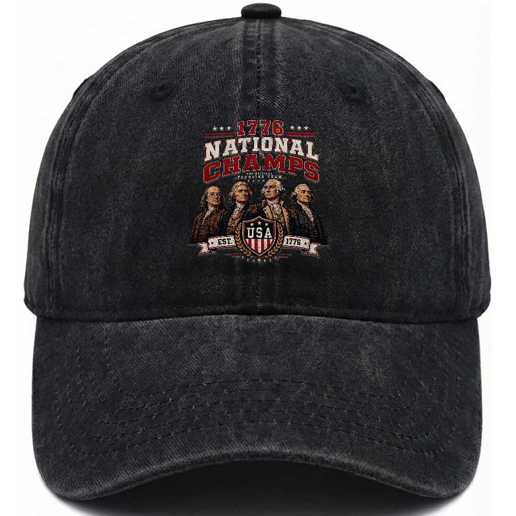 Funny Founding Fathers USA 250th Anniversary Washed Cotton Baseball Cap 1776 Championship Parody American Flag Vintage Patriotic Humor