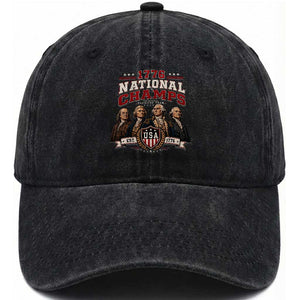 Funny Founding Fathers USA 250th Anniversary Washed Cotton Baseball Cap 1776 Championship Parody American Flag Vintage Patriotic Humor