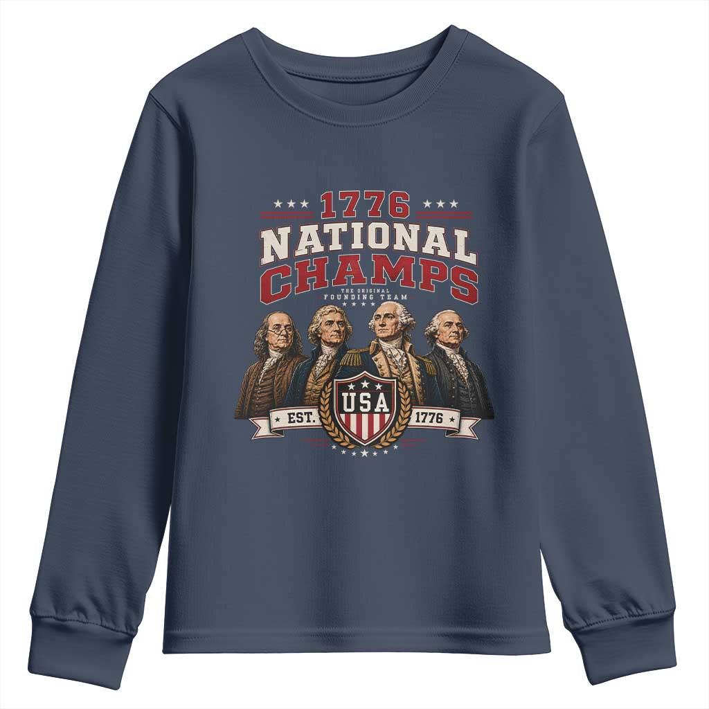 Funny Founding Fathers USA 250th Anniversary Youth Sweatshirt 1776 Championship Parody American Flag Vintage Patriotic Humor