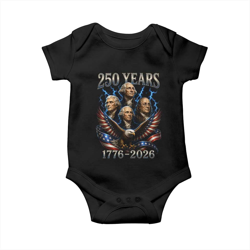 Founding Fathers USA 250th Anniversary Baby Onesie Vintage 250 Years 1776 2026 Patriotic Eagle American Flag