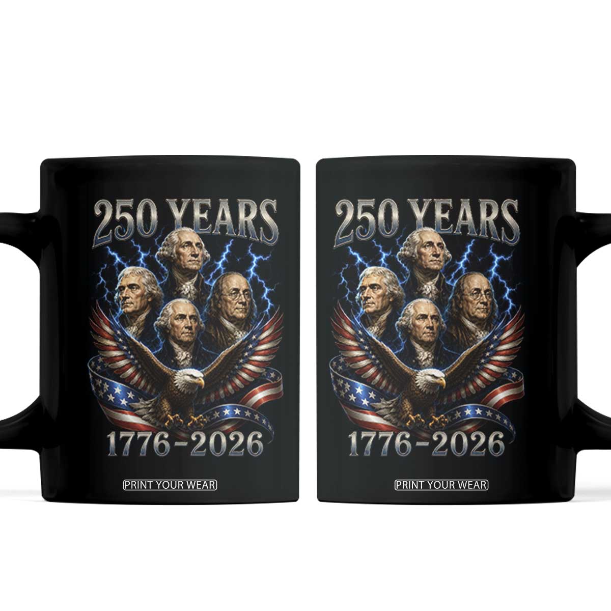 Founding Fathers USA 250th Anniversary Coffee Mug Vintage 250 Years 1776 2026 Patriotic Eagle American Flag