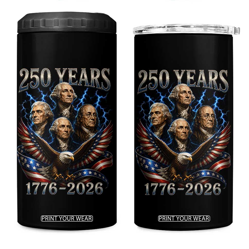 Founding Fathers USA 250th Anniversary 4 in 1 Can Cooler Tumbler Vintage 250 Years 1776 2026 Patriotic Eagle American Flag