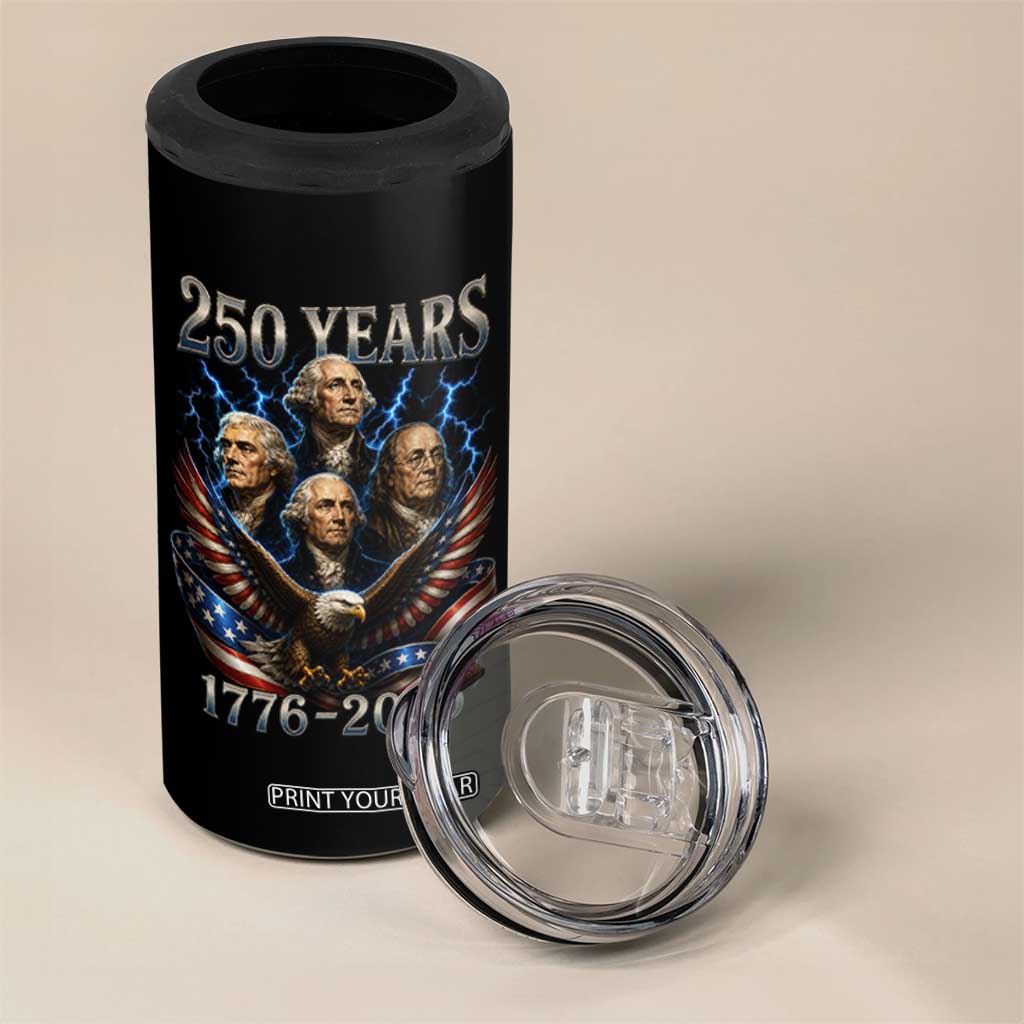 Founding Fathers USA 250th Anniversary 4 in 1 Can Cooler Tumbler Vintage 250 Years 1776 2026 Patriotic Eagle American Flag