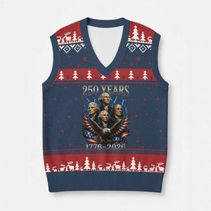 Founding Fathers USA 250th Anniversary V-Neck Knit Sweater Vest Vintage 250 Years 1776 2026 Patriotic Eagle American Flag