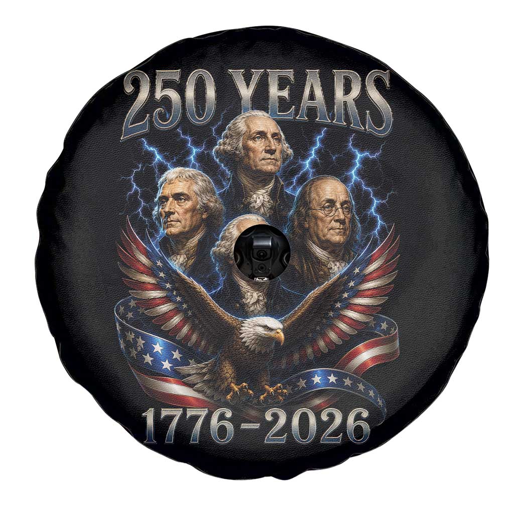 Founding Fathers USA 250th Anniversary Spare Tire Cover Vintage 250 Years 1776 2026 Patriotic Eagle American Flag
