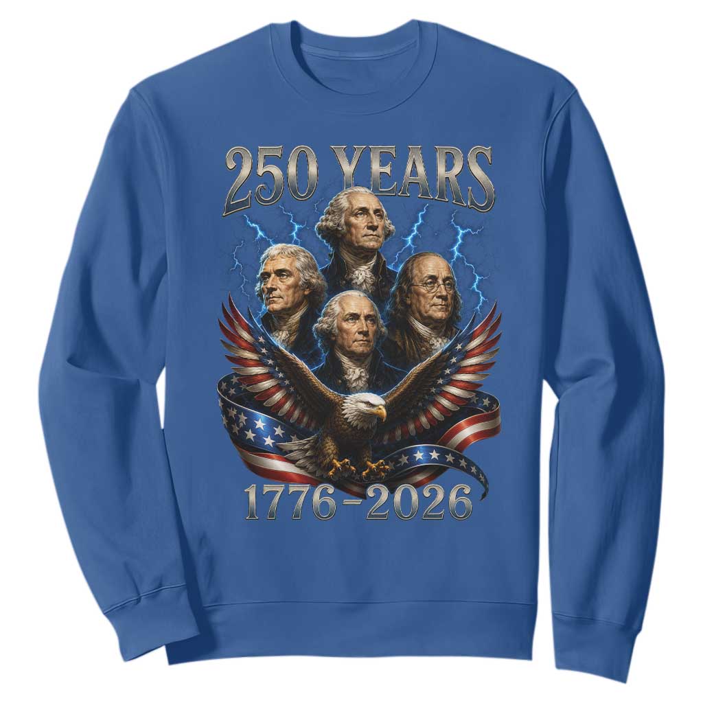 Founding Fathers USA 250th Anniversary Sweatshirt Vintage 250 Years 1776 2026 Patriotic Eagle American Flag