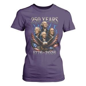 Founding Fathers USA 250th Anniversary T Shirt For Women Vintage 250 Years 1776 2026 Patriotic Eagle American Flag