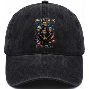 Founding Fathers USA 250th Anniversary Washed Cotton Baseball Cap Vintage 250 Years 1776 2026 Patriotic Eagle American Flag