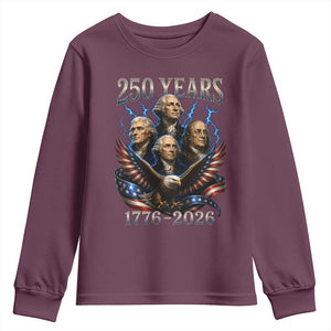 Founding Fathers USA 250th Anniversary Youth Sweatshirt Vintage 250 Years 1776 2026 Patriotic Eagle American Flag