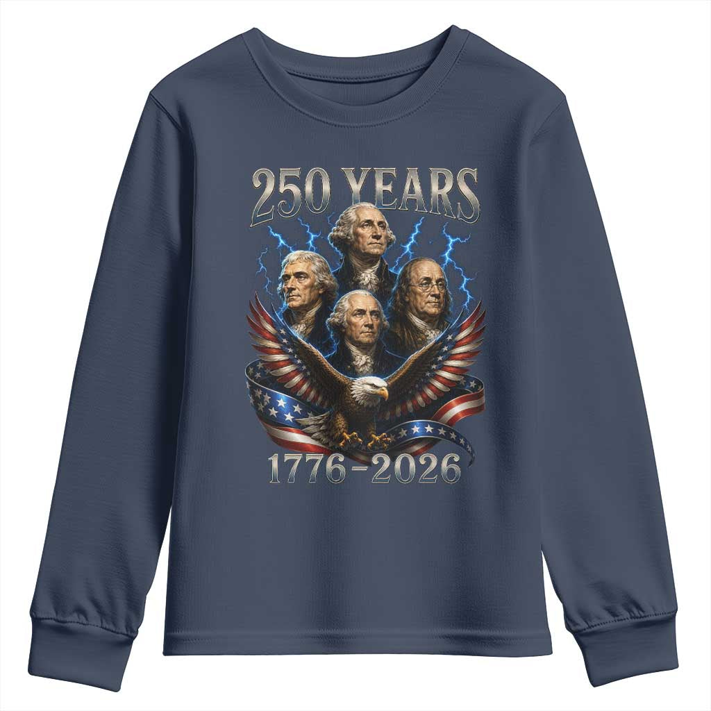 Founding Fathers USA 250th Anniversary Youth Sweatshirt Vintage 250 Years 1776 2026 Patriotic Eagle American Flag