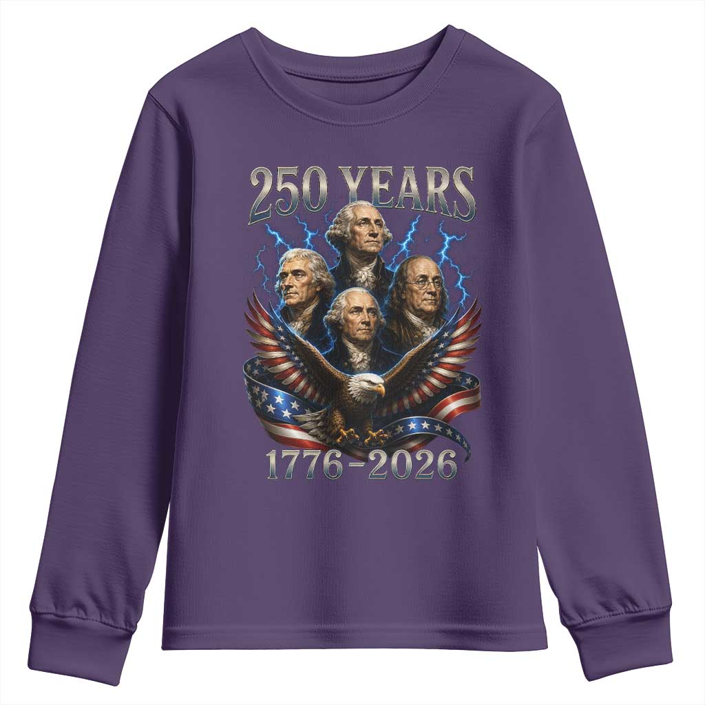 Founding Fathers USA 250th Anniversary Youth Sweatshirt Vintage 250 Years 1776 2026 Patriotic Eagle American Flag