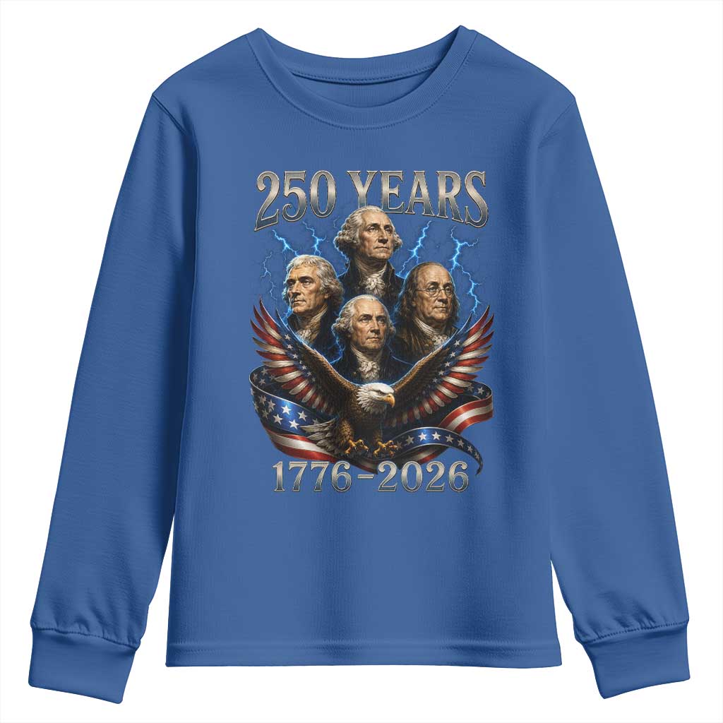 Founding Fathers USA 250th Anniversary Youth Sweatshirt Vintage 250 Years 1776 2026 Patriotic Eagle American Flag
