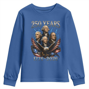 Founding Fathers USA 250th Anniversary Youth Sweatshirt Vintage 250 Years 1776 2026 Patriotic Eagle American Flag