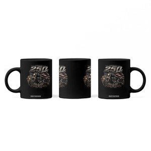 Retro Biker USA 250th Anniversary Coffee Mug Vintage Motorcycle American Flag Route 66 Highway
