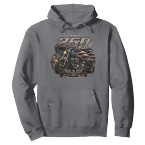 Retro Biker USA 250th Anniversary Hoodie Vintage Motorcycle American Flag Route 66 Highway
