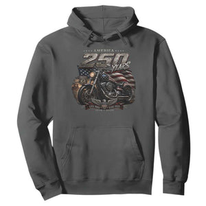 Retro Biker USA 250th Anniversary Hoodie Vintage Motorcycle American Flag Route 66 Highway