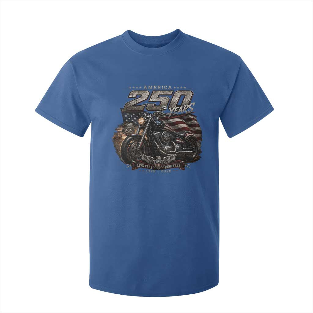 Retro Biker USA 250th Anniversary T Shirt For Kid Vintage Motorcycle American Flag Route 66 Highway