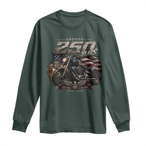 Retro Biker USA 250th Anniversary Long Sleeve Shirt Vintage Motorcycle American Flag Route 66 Highway