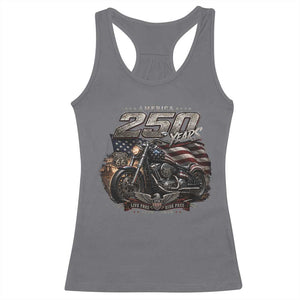Retro Biker USA 250th Anniversary Racerback Tank Top Vintage Motorcycle American Flag Route 66 Highway