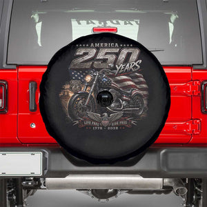 Retro Biker USA 250th Anniversary Spare Tire Cover Vintage Motorcycle American Flag Route 66 Highway
