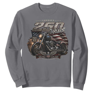 Retro Biker USA 250th Anniversary Sweatshirt Vintage Motorcycle American Flag Route 66 Highway