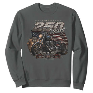 Retro Biker USA 250th Anniversary Sweatshirt Vintage Motorcycle American Flag Route 66 Highway