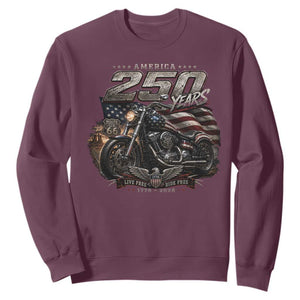 Retro Biker USA 250th Anniversary Sweatshirt Vintage Motorcycle American Flag Route 66 Highway