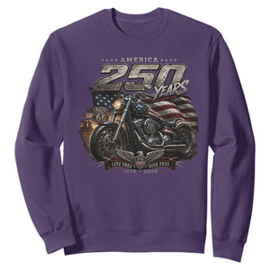 Retro Biker USA 250th Anniversary Sweatshirt Vintage Motorcycle American Flag Route 66 Highway
