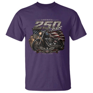 Retro Biker USA 250th Anniversary T Shirt Vintage Motorcycle American Flag Route 66 Highway