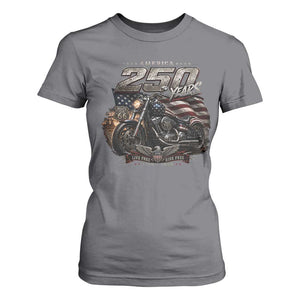 Retro Biker USA 250th Anniversary T Shirt For Women Vintage Motorcycle American Flag Route 66 Highway