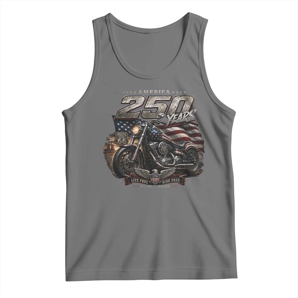 Retro Biker USA 250th Anniversary Tank Top Vintage Motorcycle American Flag Route 66 Highway