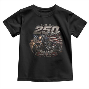 Retro Biker USA 250th Anniversary Toddler T Shirt Vintage Motorcycle American Flag Route 66 Highway