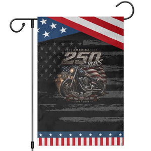 Retro Biker USA 250th Anniversary Patriotic Garden Flag Vintage Motorcycle American Flag Route 66 Highway