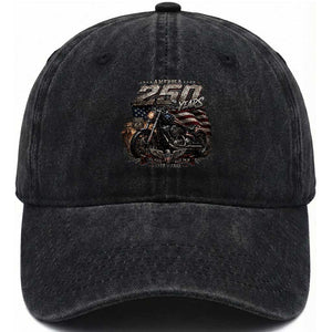 Retro Biker USA 250th Anniversary Washed Cotton Baseball Cap Vintage Motorcycle American Flag Route 66 Highway
