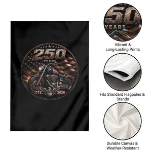 Retro Biker USA 250th Anniversary Garden Flag Vintage 250 Years 1776 2026 Patriotic Motorcycle American Flag