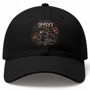 Retro Biker USA 250th Anniversary Baseball Cap Vintage 250 Years 1776 2026 Patriotic Motorcycle American Flag