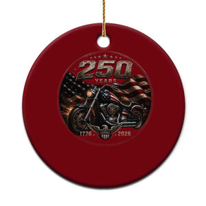 Retro Biker USA 250th Anniversary Ceramic Ornament Vintage 250 Years 1776 2026 Patriotic Motorcycle American Flag