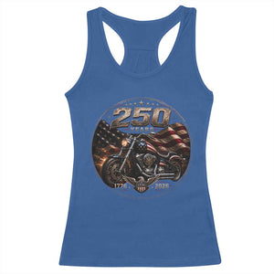 Retro Biker USA 250th Anniversary Racerback Tank Top Vintage 250 Years 1776 2026 Patriotic Motorcycle American Flag
