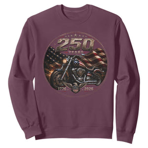 Retro Biker USA 250th Anniversary Sweatshirt Vintage 250 Years 1776 2026 Patriotic Motorcycle American Flag